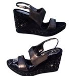 Donald Pliner  Metallic Leather Platform Wedge Shoe Suede Embroidery $275 NIB Photo 2