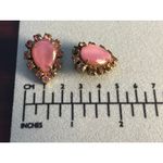 VTG Pink Cabochon Rhinestone Clip On Earrings Barbie Core Swiftie Glam Prom Photo 5