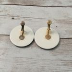 Vintage Clip On Earrings Large Cream & Blue Statement Circle Photo 6