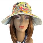 DISNEYLAND Surf Hulu Bucket Hat Blue Reversible Floral Minnie Mouse Size Adult Photo 4