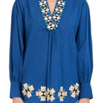 Roberta Roller Rabbit Roller Rabbit Top Embroidered V-Neck Pullover Tallulah Blouse‎ Tunic Sz XS Photo 0