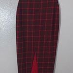 Old Navy red gingham curvy fitted midi pencil skirt Photo 0