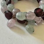Green pink and purple wire triple strand bracelet Purple Photo 5