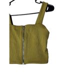 Aerie Offline By  Green Ribbed‎ Zip Front Crop Tank Top Size M Photo 1