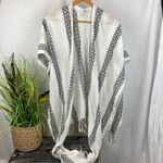 Big Buddha  Ivory & Gray Print Fringe Cape Poncho Top OS Photo 2