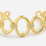 J.Crew Oval Link Cuff Bracelet With Crystals Gold Tone NWT Photo 0