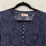 Hollister Vtg Y2K  Women Navy Lace Short Sleeve Henley Blouse Size S Photo 1