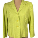 Coldwater Creek  Linen Blend Jacket Y2K Chartrusse Size 8P Petite Photo 0