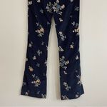 Free People NWT Driftwood Wyatt Velvet Flare Pants Navy Size 28x34 Floral Embroidery Photo 9