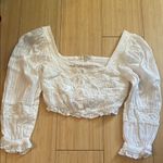 Rebellion Boho 3/4 Sleeve Lace Detailed Crop Top Photo 0