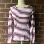 Leather Accent Striped Tee White Photo 0