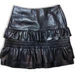 Maje  Leather Skirt Black Jupia Ruffle Mini 6 New Photo 5