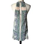 Free People  Dress Size Small Green Cream Halter Neck Printed Boho Chic Photo 2