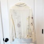 J Jill Womens Sheer Embroidered Floral Top Size Large Boho Fairy Flare Crinkle Photo 4