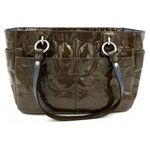 Coach  Olive Green Patent Leather Shoulder Bag Silver Hardware Photo 3