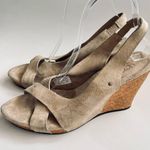 UGG  Beige Suede Cork Sandals Wedge Platform Woman’s Shoe Size 9 Photo 12