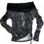 Carolina Women’s Blue/Gray Lace Off The Should Blouse Size L Y2K Deadstock VTG Blue Size L Photo 0