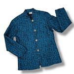 Chico's Embroidered Silk Mandarin Style Jacket Teal Blue Black Medium 8 Photo 11