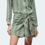 ZARA  The Zoe Dress Green Striped‎ Tie Front Mini Button Down Shirt Dress Size XS Photo 0