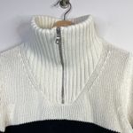 Kule The Matey Cream Black Stripe Chunky Cotton Knit Zip Collar Sweater womens S Photo 3