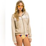 Aviator Nation NWT  5 Stripe Relaxed Zip Hoodie Sand/White Grey size small Photo 2