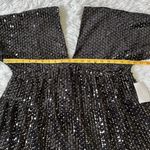 Wishlist DRESS WOMEN’S SHORT SLEEVE BABYDOLL SEQUINED in Black size S/M Photo 2