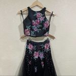 Rachel Allan 7511 floral black tulle high neckline two piece prom dress NEW 0 Photo 3