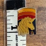 Vintage 1987 AB&S Unicorn Enamel Pin Badge Retro Striped Lapel 80s Gold Photo 5