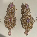 Indian Pakistani Gold and Pink Jewelry Set Photo 6