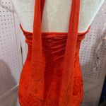 ZARA  Orange Floral Ruched Halter Neck Midi Dress Photo 7