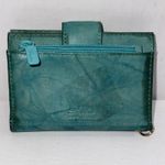 Buxton Top Grain Cowhide Leather Minimalist Turquoise Folding Wallet Blue Photo 1