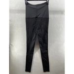 Preggo Leggings Small Postpartum Black Textured Belly Panel Knee Details Photo 5