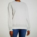 Cali Be Women's Layered Oversized Sweatshirt in Light Grey Stripe Size S Photo 1