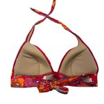 Victoria's Secret Bikini Red Orange Floral Padded Halter Tie Bikini Top, Sz L Photo 1