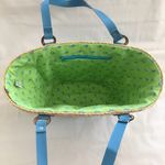 Teal Large Straw Beach Tote Bag Photo 2