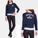 Under Armour Team USA Bomber Jacket Zip Sweatshirt Patriotic Navy Size S NEW Photo 1
