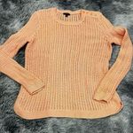 Talbots  Women's Pullover Crew Neck Crochet Sweater Button Shoulder Peach Size SP Photo 0
