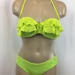 Aerie Blue Yellow Bright Ruffle 2 Piece Bikini Swim Suit New 34A XS Photo 0