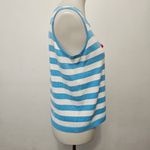 Quacker Factory  Retro Blue & White Stripe Cherry Sleeveless Sweater Size Medium Photo 3