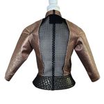 Y2K Byron Lars Beauty Mark Metallic Peplum Jacket Mixed Media Blazer Rose Sz 2 Pink Photo 2