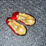 Ruby Red Dorothy Shoes Enamel w Rhinestone Vintage Pin Brooch Jewelry Photo 2