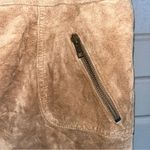 Tan Genuine Suede Leather Knee Length Skirt Front Pleat 14 Photo 2