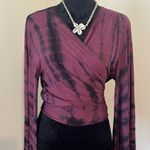 EcoVero Tie Dye Bell Sleeve Wrap Top Purple Size L Photo 1