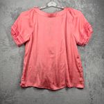 Spense Coral Pink Satin Pleated Blouse L NWT Cottagecore Romantic Coquette Satin Size L Photo 2