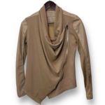 BLANK NYC  Womens Tan Drape Moto Jacket Asymmetrical Zip Biker Size SMALL Photo 10