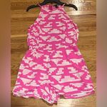 AQUA Hot Pink Fuchsia & White Abstract Geometric Print Racer Back Romper Size XS Photo 1