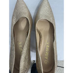 Allegra K Womans Size 7 Gold Sparkly Pointed Toe Heel Pumps Slip On Photo 6