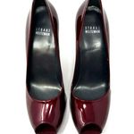 Stuart Weitzman Size 7 Heels Red Glossy Peep Toe Pumps 3.5" High Formal Business Photo 10