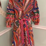 Vilagallo Abstract DRESS Women Size 44 Long Slv Pockets Career Church Size L Photo 0