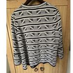Ming Wang  Black White Geometric Pattern Knit 3/4 Bell Sleeve Cardigan Size M Photo 4